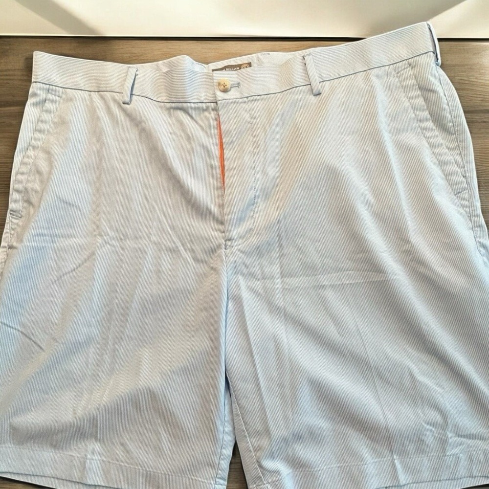 Peter Millar Men's Size 40‎ Golf Shorts Blue White Pinstripe Wicking Polyester